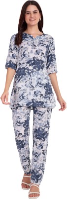 FNOCKS Women Printed Blue Top & Pyjama Set