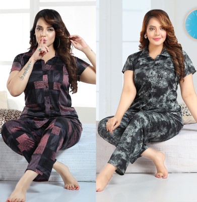 SIDWA Women Printed Multicolor Night Suit Set