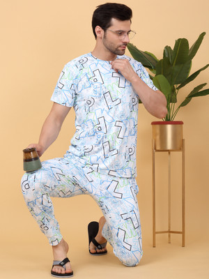 SWEET DREAMS Men Printed Multicolor Top & Pyjama Set