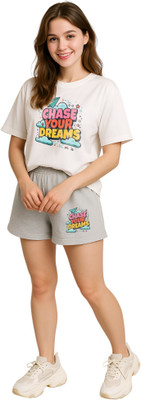 Shonisha Women Printed Grey Top & Shorts Set