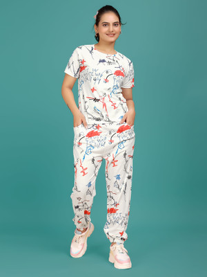 SAKARMAA Women Printed Multicolor Night Suit Set