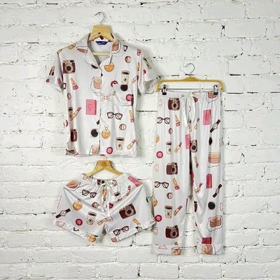 PERONICA FASHION Women Printed Multicolor Shirt & Pyjama set