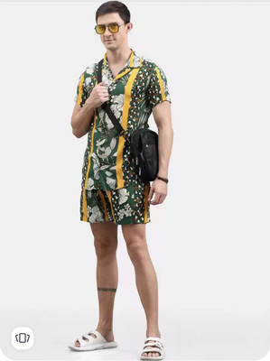 MUMIN Men Ombre/Dyed Multicolor Shirt & Pyjama set