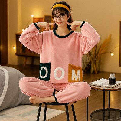 Aakarshak Women Colorblock Pink Night Suit Set