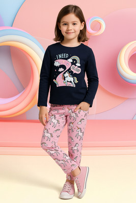 Yk Girls Printed Multicolor Night Suit Set