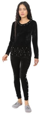 Mehak fashion Women Self Design Black Night Suit Set