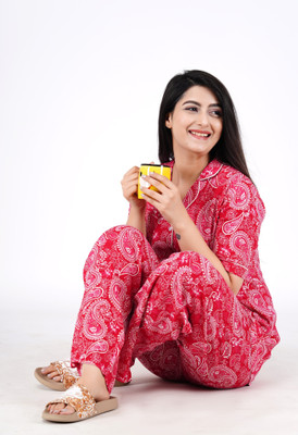DreamBe Women Printed Pink Night Suit Set