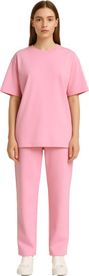Shonisha Women Solid Pink Night Suit Set