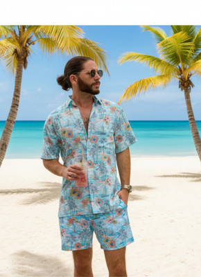 GLORI STAR Men Printed Multicolor Night Suit Set