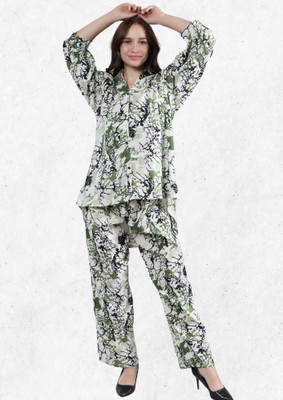 METRONAUT Women Printed Green Night Suit Set