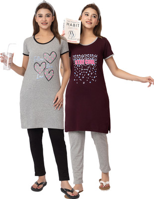 GEE 5 Women Printed Multicolor Night Suit Set
