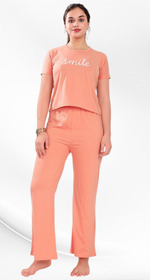 RadhikaPrints Women Printed Pink Top & Pyjama Set