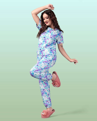SAKARMAA Women Printed Multicolor Top & Pyjama Set