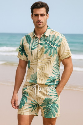 LG FASHION Men Printed Multicolor Top & Shorts Set