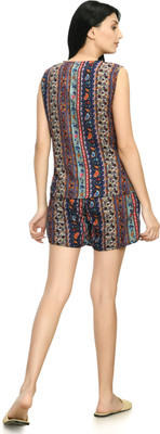ShopGlobal Women Printed Multicolor Top & Shorts Set