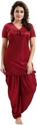 MKTRADERS Women Nightdress(Maroon)