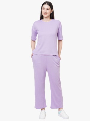 BLANCD Women Solid Purple Night Suit Set