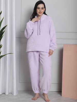 Secret Wish Women Solid Purple Top & Pyjama Set