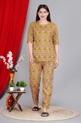 Meena Collection Women Printed Yellow Night Suit Set