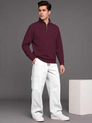 TRIPR Men Solid Maroon, White Night Suit Set