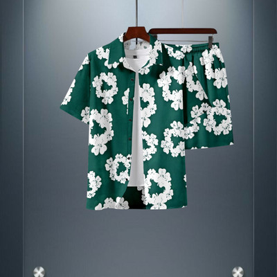 GLORI STAR Men Printed Dark Green Night Suit Set