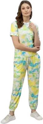 devdatt Women Printed Green Top & Pyjama Set