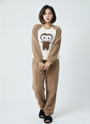 BLUELOCK Women Self Design Grey Night Suit Set
