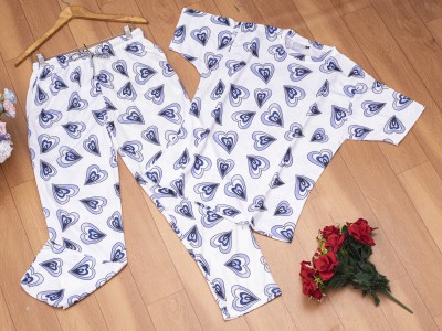 VJ FASHION Women Printed White Night Suit Set