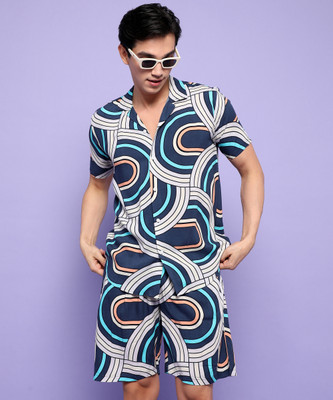 CAMPUS SUTRA Men Graphic Print Blue Night Suit Set