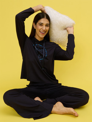 SWEET DREAMS Women Characters Dark Blue Top & Pyjama Set