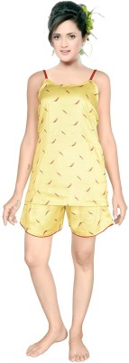 Lugo Women Printed Yellow Top & Shorts Set