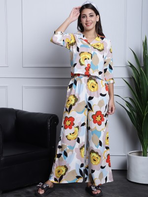 Claura Women Printed Multicolor Shirt & Pyjama set