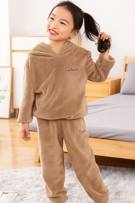 Uttam Kids Nightwear Girls Solid Fleece Blend(Brown Pack of 1)