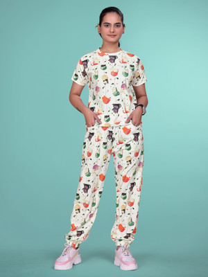 SAKARMAA Women Printed Multicolor Top & Pyjama Set