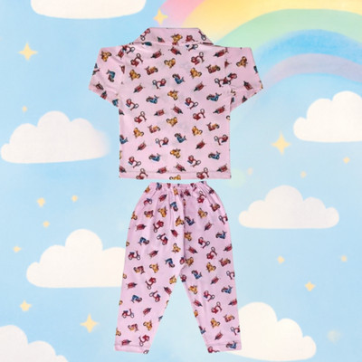 MW PRINTS Baby Boys & Baby Girls Printed Pink, Multicolor Night Suit Set