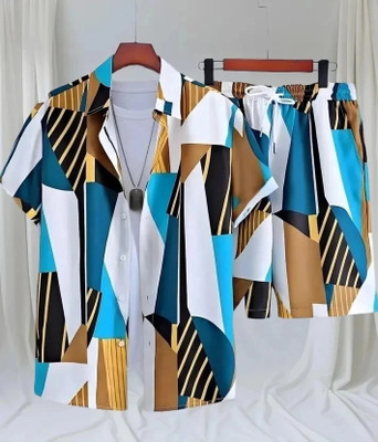 Wooowfactor Men Printed Yellow Night Suit Set