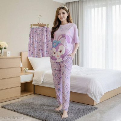 COZY NIGHTDRESS Women Printed Purple Night Suit Set