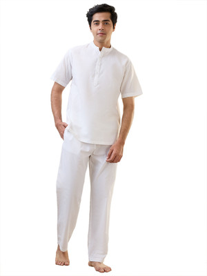 SLEEPZ BY RAYMOND Men Solid White Top & Pyjama Set