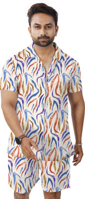 CHEAPSHIRTS Men Printed Multicolor Night Suit Set