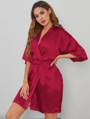 Majese Women Solid Red Night Suit Set