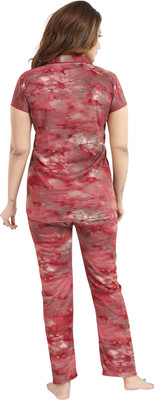 MANU SHREE Women Printed Red Shirt & Pyjama set