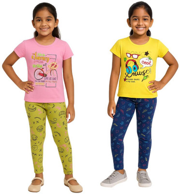 Vivin Girls Printed Multicolor Top & Pyjama Set
