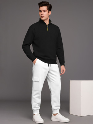 TRIPR Men Solid Black, White Night Suit Set