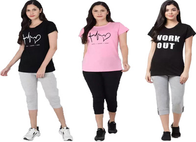 DRUZZEE Women Printed Multicolor Top & Capri Set