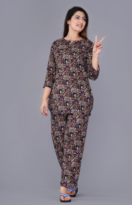DreamBe Women Printed Multicolor Top & Pyjama Set