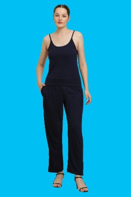 elegance redefined Women Solid Blue Top & Pyjama Set