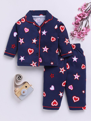 YK X Tinyo Baby Girls Printed Multicolor Night Suit Set