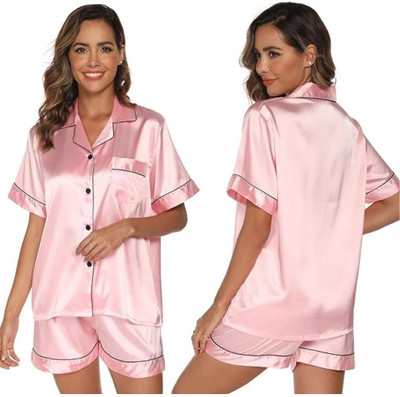 Vd hub Women Solid Pink Night Suit Set