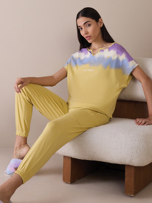 SWEET DREAMS Women Ombre/Dyed Yellow Top & Pyjama Set