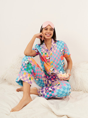 SWEET DREAMS Women Printed Multicolor Top & Pyjama Set